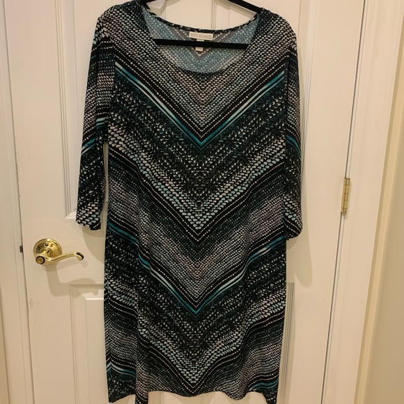 Dana Buchman Dresses & Skirts - Dana Buchman Black and Teal Long Sleeve Dress